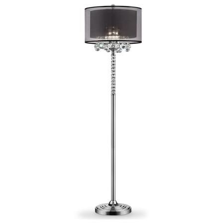 ESTALLAR Contempo Silver Floor Lamp with Black Shade & Crystal Accents, Black & Silver ES3097656